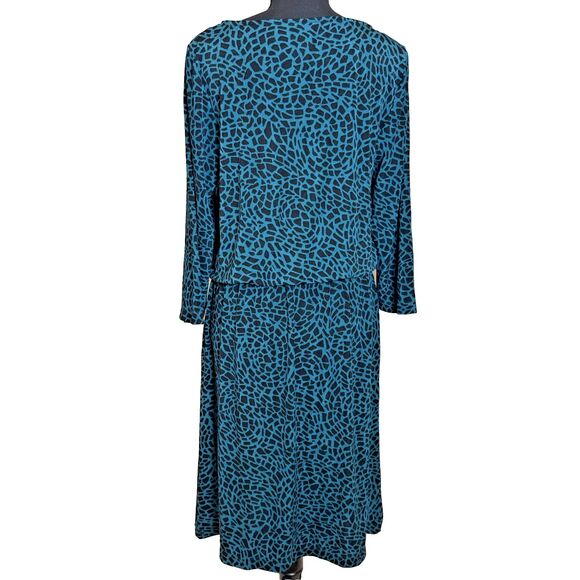 Chico's Travelers Boho Teal Black Leopard Print Dress Size 8/10 - Picture 7 of 16